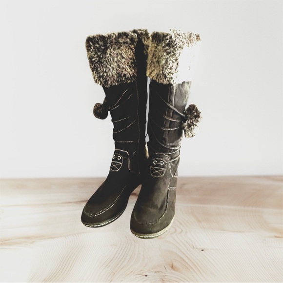 EUC! AMERICAN EAGLE OUTFITTERS BLACK FAUX FUR BOOTS SIIZE 10 - Picture 4 of 10